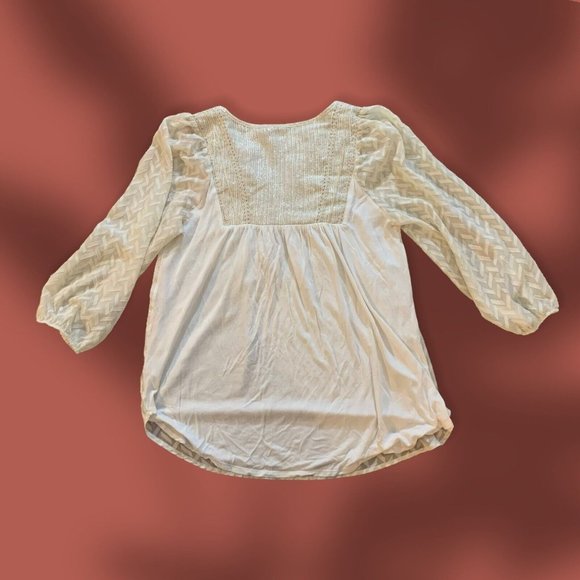 Anthropologie One September Peasant Top with Sheer Sleeves Women Sz. Small - Picture 5 of 11